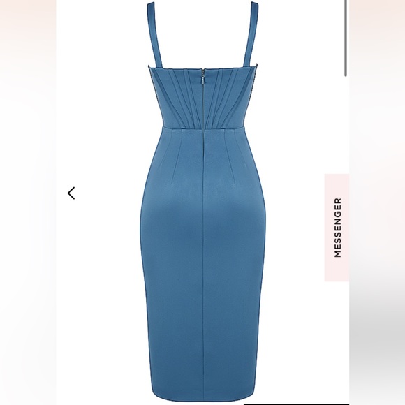 House of CB XS Blue Satin Corset “Faye” Midi Dress with Box and Tag - Picture 6 of 7